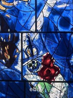 Blue stained Painted glass panel Marc Chagall America Windows AIC Music