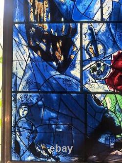 Blue stained Painted glass panel Marc Chagall America Windows AIC Music