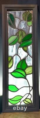 Botanical Leafy Leaded Stained Glass Panel11x32