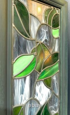 Botanical Leafy Leaded Stained Glass Panel11x32