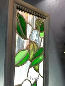 Botanical Leafy Leaded Stained Glass Panel11x32