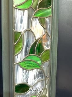 Botanical Leafy Leaded Stained Glass Panel11x32
