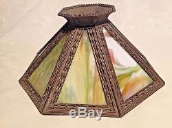 Bradley & Hubbard Art Nouveau Eight Panel Slag/Stained Glass Tiffany Style Lamp
