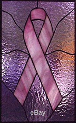 Breast Cancer Awareness Ribbon Stained Glass Window Panel EBSQ Artist