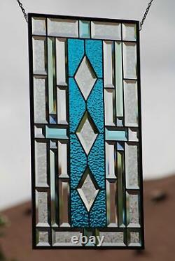 Breezy Beveled Stained Glass Window Panel 24x 14