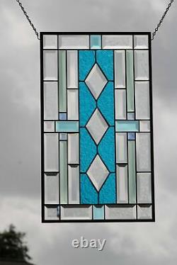 Breezy Beveled Stained Glass Window Panel 24x 14