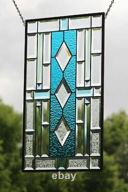 Breezy Beveled Stained Glass Window Panel 24x 14