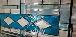 Breezy Beveled Stained Glass Window Panel 24x 14