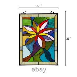 Bright Flower Floral Stained Glass Tiffany Style Hanging Window Panel