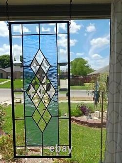 Brilliant 15 -Large Beveled Stained Glass Panel 24 ½x10 ½ Window Hanging