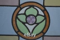 British leaded light stained glass window panel ABOVE DOOR SIZE. R787e