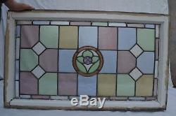 British leaded light stained glass window panel ABOVE DOOR SIZE. R787e