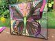 Butterfly Purple Stained Glass Handmade Panel Tiffany Style