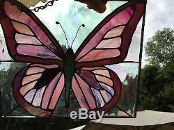 Butterfly Purple Stained Glass Handmade Panel Tiffany Style