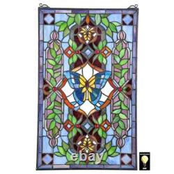 Butterfly Utopia Tiffany-Style Stained Glass Window Panel