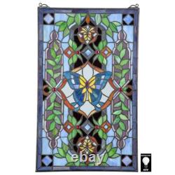 Butterfly Utopia Tiffany-Style Stained Glass Window Panel