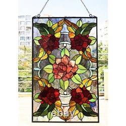 CANNA Tiffany-Style Floral Stained Glass Window Panel 32 Height