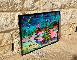 CHRISTMAS PAINTING, Stained glass panel, Glass painting, Window décor office