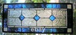 CLASSIC STYLE 23-3/4 x 10-1/2 real stained glass window panel hangs 2 ways