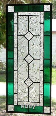 CLASSIC STYLE 23-3/4 x 10-1/8 stained glass window panel hangs two ways