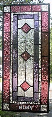 CLASSIC STYLE 23 x 10 real stained glass window panel hangs 2 ways