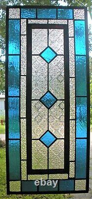 CLASSIC STYLE 23 x 10 real stained glass window panel hangs 2 ways