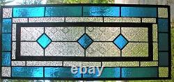 CLASSIC STYLE 23 x 10 real stained glass window panel hangs 2 ways