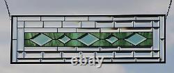CLEAR-SAGE GREEN, Beveled Stained Glass Panel 32.5X10.5