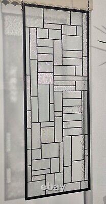 CLEAR STAINED GLASS PANEL/WINDOW PANEL Large 36 5/8 x 14 5/8Textured art glass