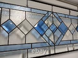 COBALT- Beveled Stained-Glass Panel, Window Hanging? 28 3/4 X 13 3/4 HMD-US