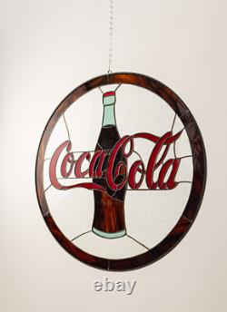 COCA COLA COKE 18 INCH Stained Glass Tiffany style Sign Panel Suncatcher
