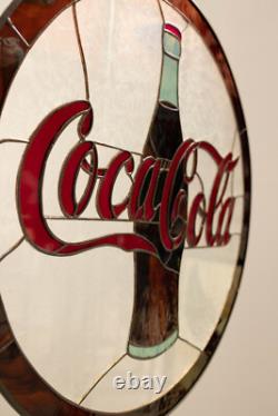 COCA COLA COKE 18 INCH Stained Glass Tiffany style Sign Panel Suncatcher