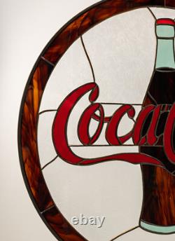 COCA COLA COKE 18 INCH Stained Glass Tiffany style Sign Panel Suncatcher