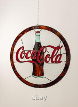 COCA COLA COKE 18 INCH Stained Glass Tiffany style Sign Panel Suncatcher