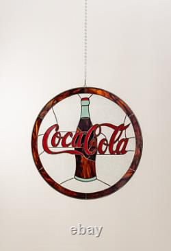 COCA COLA COKE 18 INCH Stained Glass Tiffany style Sign Panel Suncatcher