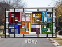 COLOR CONNECTION  Beveled Stained Glass Window Panel 28 ½x16 ½