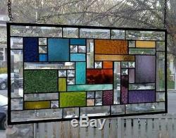 CONTEMPORARILY BEVELED Stained Glass Window Panel (Signed and Dated) ©