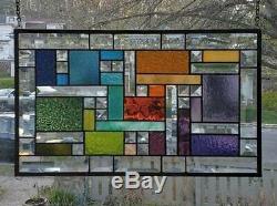 CONTEMPORARILY BEVELED Stained Glass Window Panel (Signed and Dated) ©