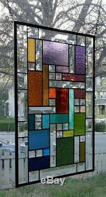 CONTEMPORARILY BEVELED Stained Glass Window Panel (Signed and Dated) ©