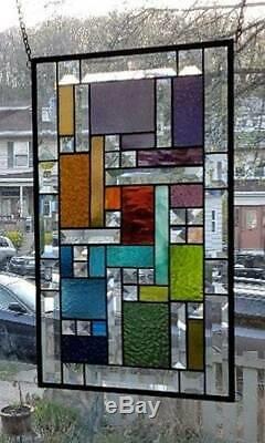 CONTEMPORARILY BEVELED Stained Glass Window Panel (Signed and Dated) ©