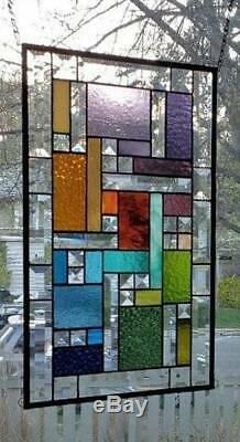 CONTEMPORARILY BEVELED Stained Glass Window Panel (Signed and Dated) ©