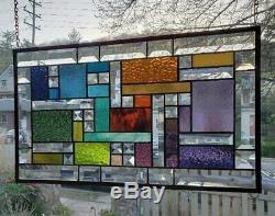 CONTEMPORARILY BEVELED Stained Glass Window Panel (Signed and Dated) ©