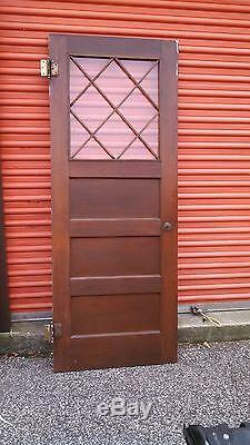 Cabinet Door With Criss Cross Glass Horizontal Panels Stained Can Ship