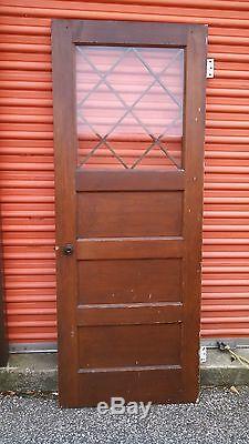 Cabinet Door With Criss Cross Glass Horizontal Panels Stained Can Ship