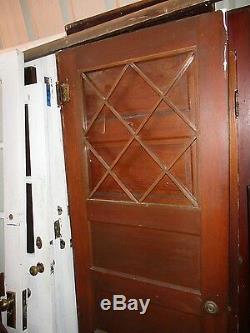 Cabinet Door With Criss Cross Glass Horizontal Panels Stained Can Ship