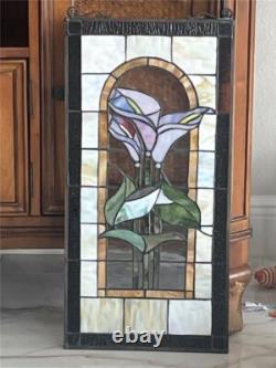 Cala Lily Stained Glass Window Panel. Beautiful. Brand New