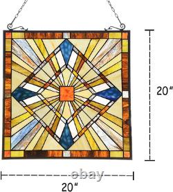 Capulina Mission Style Stained Glass Window Hangings Panels 20 W x 20 H Excellen