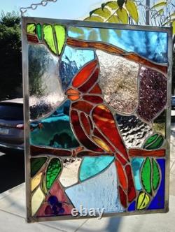 Cardinal 9X12 Contemporary Stained Glass By Jessica Joy Myers