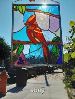 Cardinal 9X12 Contemporary Stained Glass By Jessica Joy Myers