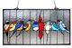 Cardinal Birds Hanging Stained Glass Window Panel Home Decor 24.5W